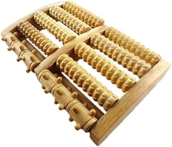 Dual 6 Row Foot Wooden Massager Roller Plantar Fasciitis Relief Feet Pain Muscle Relaxation Massage Tools