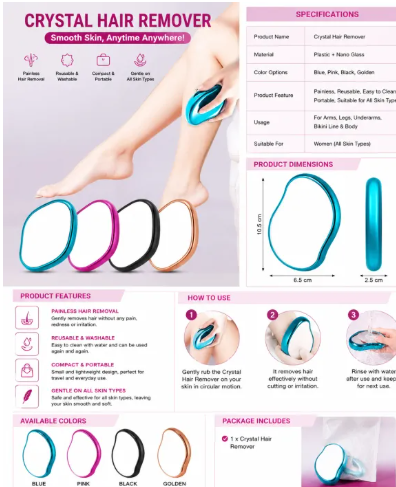 Crystal Hair Remover for Women – Reusable & Washable Hair Eraser