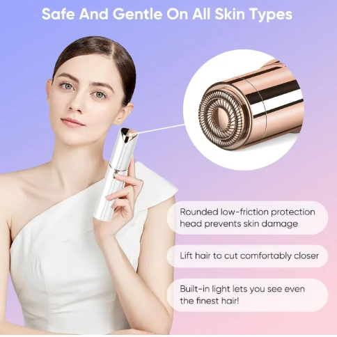 Electric Facial Hair Remover for Women – USB Rechargeable Face Shaver with LED Light - Image 3