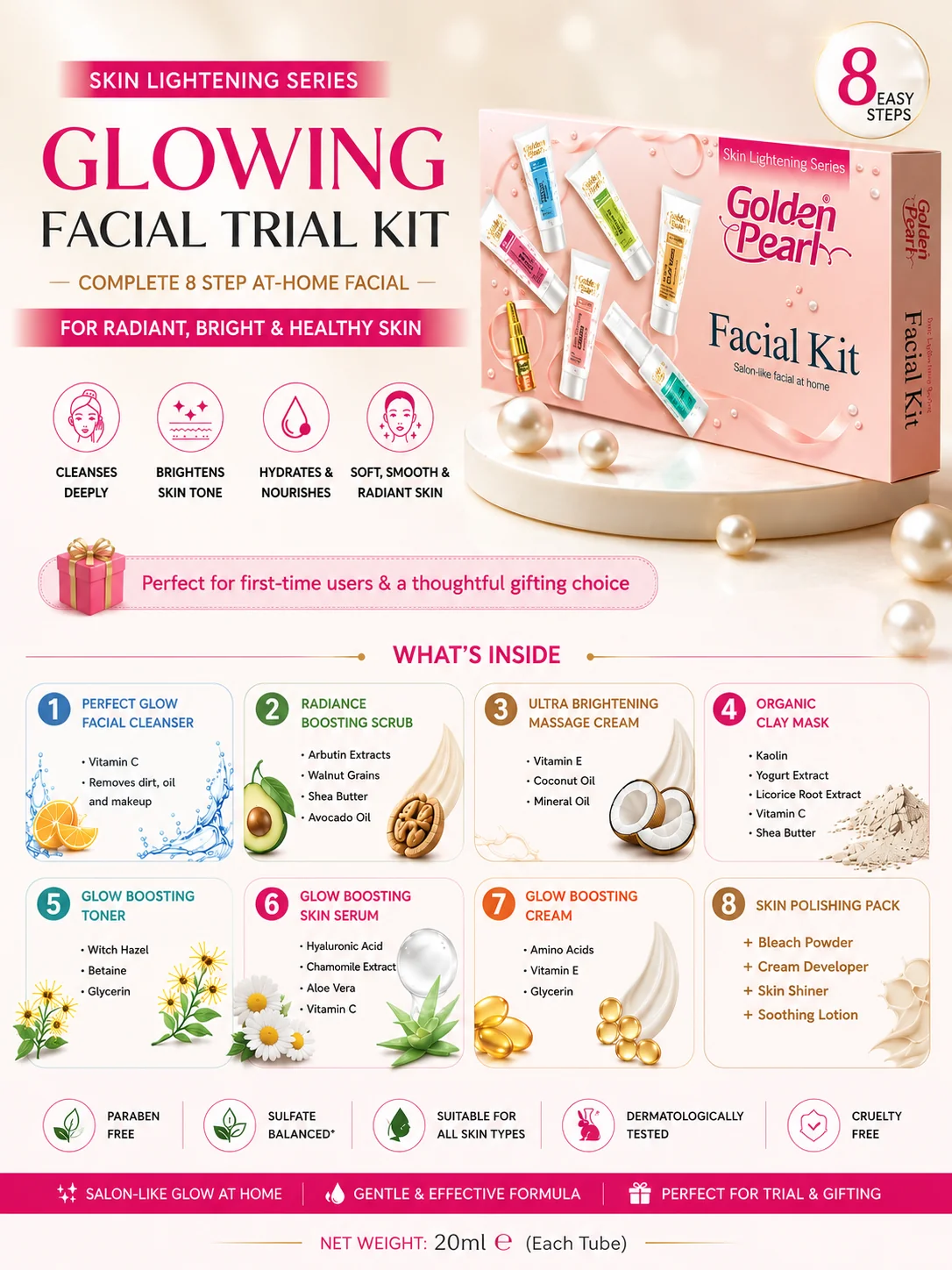 Glowing Facial Trial Kit – Golden Pearl - Image 3